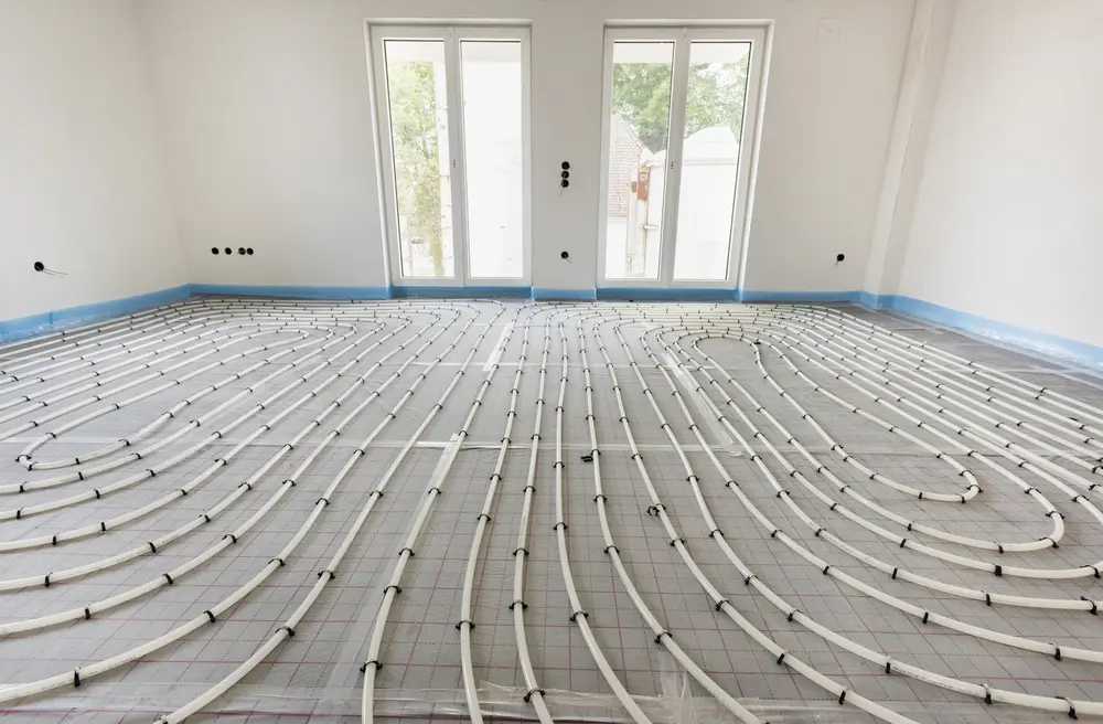 radiant floor heating in construction of new residential house