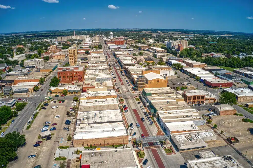 aerial view of salina, kansas in late summer