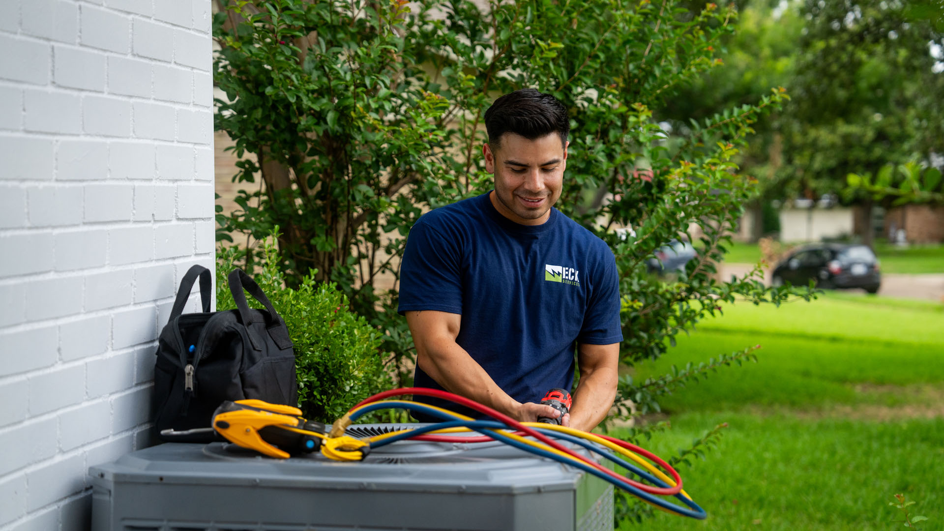 air conditioning services by Eck HVAC technician